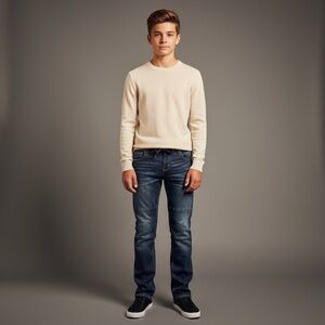 Levi’s Denizen Boys Jeans Dark Wash Drawstring Waist Size 10 Regular Grunge